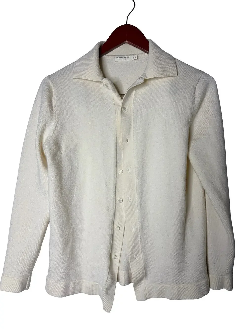 Suitsupply cream merino wool button down shirt sz S